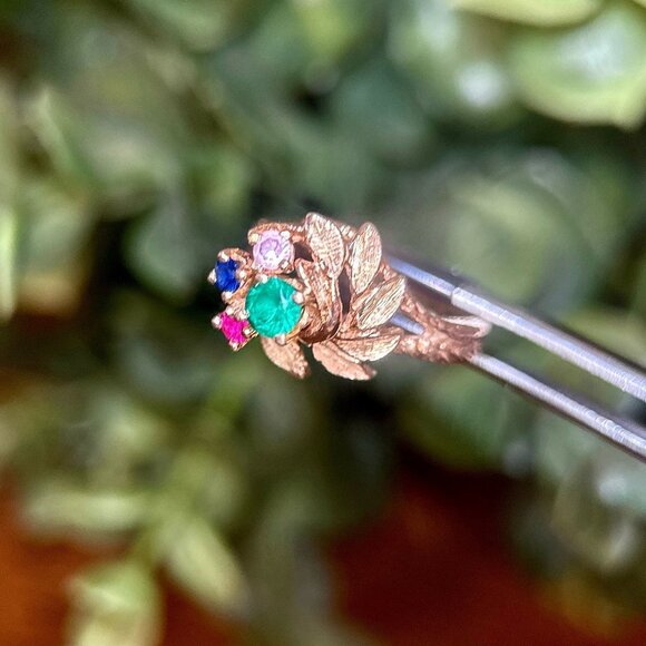 10K Gold 4-Gemstones Ring - Picture 5 of 12